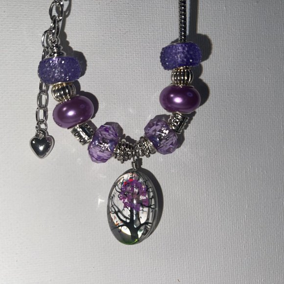 European Pandora Style Bracelet w/Tree of Life Pendant & Snake Chain w/Clasp - Picture 2 of 2